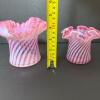 Pair of Presumed Fenton Cranberry Opalescent Swirl Vases - 7