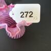 Pair of Presumed Fenton Cranberry Opalescent Swirl Vases - 8