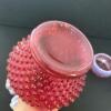 Trio of Fenton and Presumed Fenton Cranberry Opalescent Hobnail Glass Pieces - 6