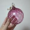 Five Pink and Cranberry Glass Christmas Ornaments - 2