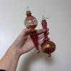 Five Pink and Cranberry Glass Christmas Ornaments - 5