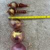Five Pink and Cranberry Glass Christmas Ornaments - 6