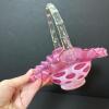 Trio of Fenton and Presumed Fenton Cranberry Opalescent Glass Baskets - 5