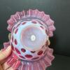 Trio of Fenton and Presumed Fenton Cranberry Opalescent Glass Baskets - 6