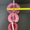 Trio of Fenton and Presumed Fenton Cranberry Opalescent Glass Baskets - 9