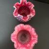 Pair of Presumed Fenton Cranberry Opalescent Hobnail Vases - 2