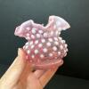 Presumed Fenton Cranberry Opalescent Hobnail Glass Trio - 5