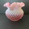 Presumed Fenton Cranberry Opalescent Hobnail Glass Trio - 7