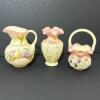 Fenton Hand-Painted Glass Pitcher, Vase and Basket