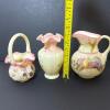 Fenton Hand-Painted Glass Pitcher, Vase and Basket - 11