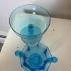 Fenton Blue Glass Compote and Dot Handle Sugar Bowl - 3