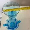 Fenton Blue Glass Compote and Dot Handle Sugar Bowl - 9