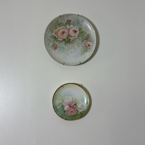 Pair of Rose Decorated Display Plates