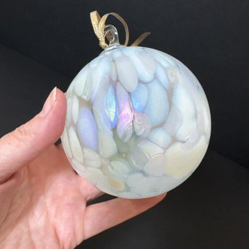 Fenton Opal Mist Carnival Glass Ornament
