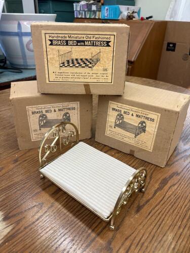 Four Vintage Handmade Miniature Brass Beds