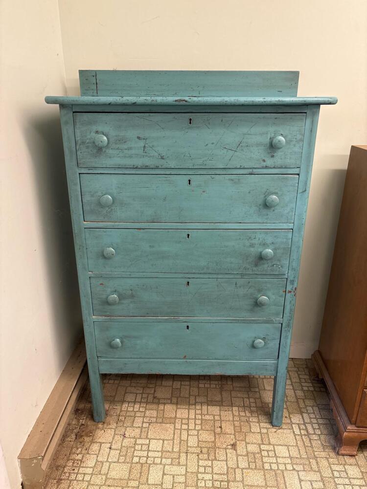 Vintage Blue Painted Chest of Drawers