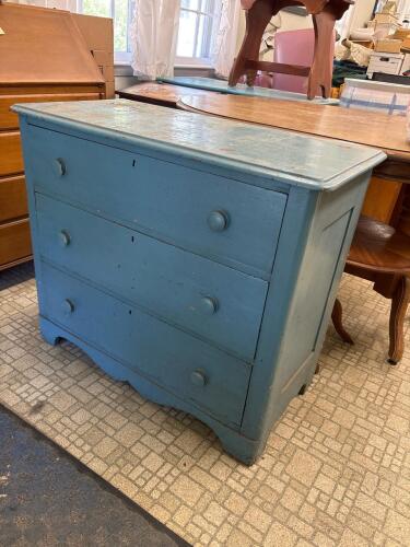 Blue Painted Three-Drawer Chest