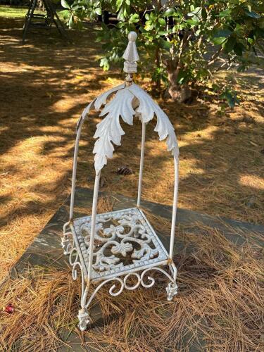 Ornate White Cast Iron Garden Plant Stand