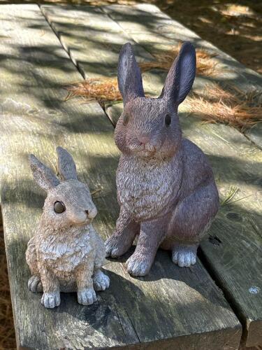 Pair of Resin Garden Rabbit Statues