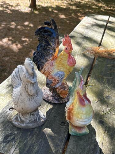 Trio of Garden Roosters