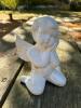 Pair of White Glazed Ceramic Cherub Figurines - 2