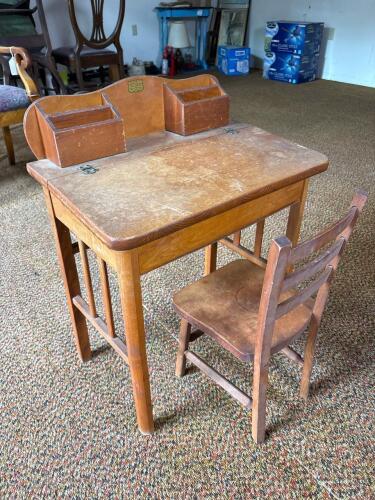 Child's Lift-Top Desk and Chair