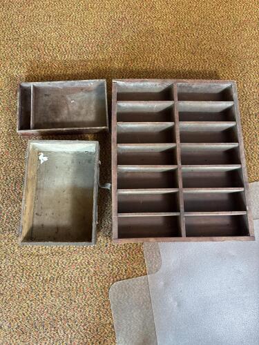 Vintage Wood Organizer Drawers and Divider Boxes