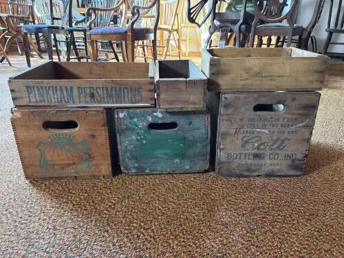 Vintage Wooden Crates With Printed Branding and Handles