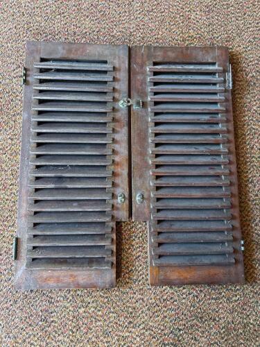 Pair of Antique Louvered Wood Window Shutters