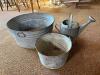 Galvanized Watering Can and Galvanized Tubs