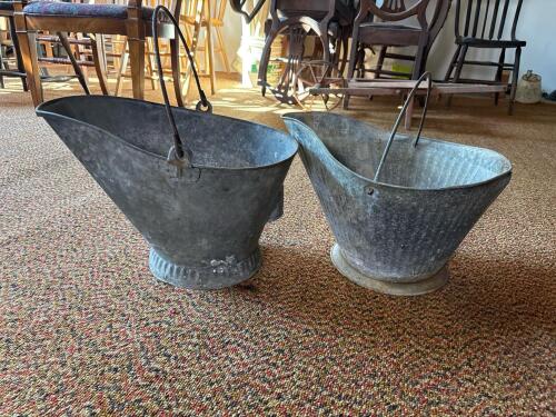 Galvanized Metal Ash Scuttles with Handles