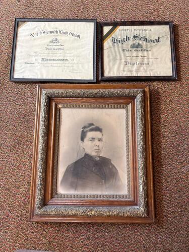 27"x31" Victorian-Style Framed Portrait and High School Diplomas