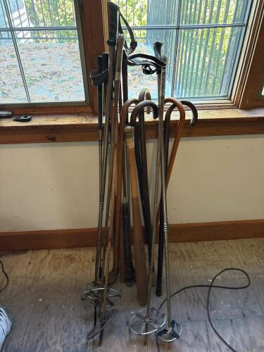 Vintage Ski Poles and Walking Canes Assortment