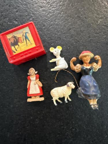Vintage Children's Novelty Figurines and Red Pencil Sharpener