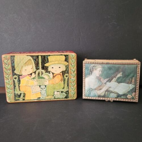 Reuge Wooden Music Box and Ornate Metal Footed Music Box