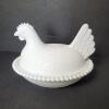 Indian Glass Milk Glass Hen on Nest