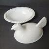 Indian Glass Milk Glass Hen on Nest - 4