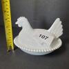 Indian Glass Milk Glass Hen on Nest - 6