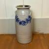 Salmon Falls Stoneware Vase with Blue Floral Decor, 2005