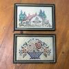 Pair of 7.5" x 5.25" Framed Beaded Pictures Dated 1934