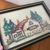 Pair of 7.5" x 5.25" Framed Beaded Pictures Dated 1934 - 5