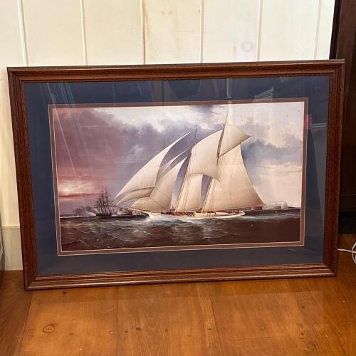 41.75' x 28.5" Framed Nautical Sailing Ship Print
