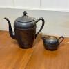 B Rogers Silver Co Silver on Copper Coffee Pot and Creamer
