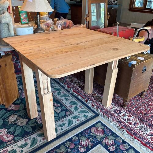 Rustic Drop-Leaf Wooden Table