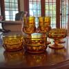 Amber Glass Goblets and Sherbet Dishes - 2