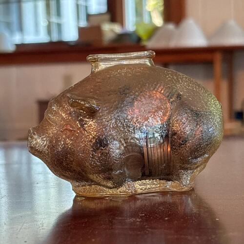 Anchor Hocking "Break to Open" Vintage Glass Piggy Bank
