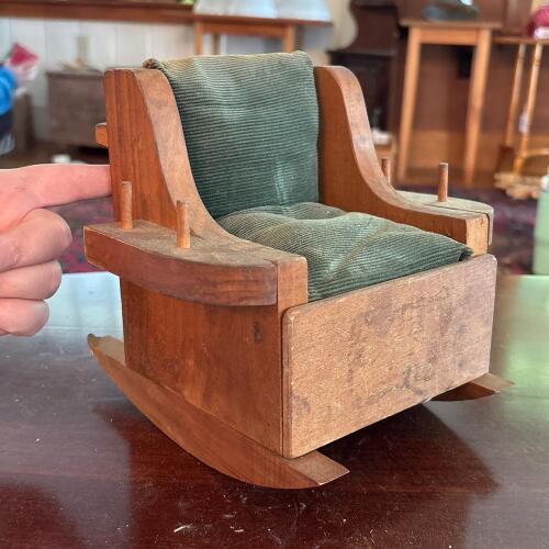 Vintage Wooden Rocking Chair Pincushion