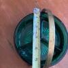 Green Glass Divided Dish With Brass Toned Trim - 3