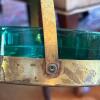Green Glass Divided Dish With Brass Toned Trim - 4