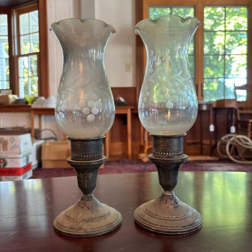 Two Candle Holders with Weighted Sterling Bases
